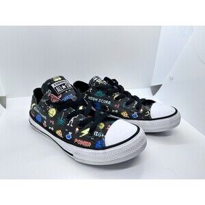 Converse Kids Video Game Characters Design For Big Boys Size 2 GUC black multi